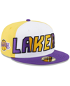 NEW ERA MEN'S NEW ERA WHITE, PURPLE LOS ANGELES LAKERS BACK HALF 9FIFTY FITTED HAT