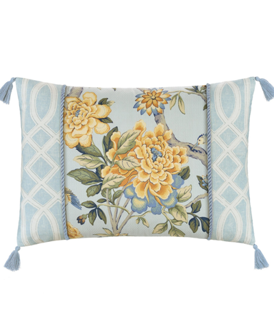 Waverly Mudan Floral Decorative Pillow, 14" X 20" In Blue Bird