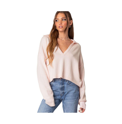 Edikted Marcie Oversize Crop Sweater In Light-pink