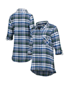 Concepts Sport College Navy Seattle Seahawks Plus Size Mainstay Flannel Full-button Long Sleeve Nigh In Navy,neon Green