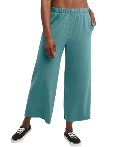 Hanes Women's Perfect Triblend French Terry Wide Leg Crop Pants In Cactus