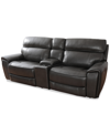 Macy's Closeout! Hutchenson 96" 3-pc. Zero Gravity Leather Sofa With 2 Power Recliners And 1 Console, Creat In Grey