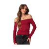 Edikted Baldwin Off The Shoulder Top In Burgundy