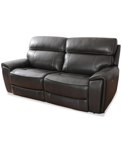 Macy's Hutchenson 83" 2 Pc. Zero Gravity Leather Sofa With 2 Power Recliners, Created For  In Grey