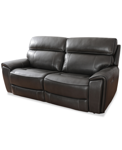 Macy's Closeout! Hutchenson 83" 2 Pc. Zero Gravity Leather Sofa With 2 Power Recliners, Created For  In Grey