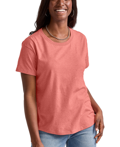 Hanes Women's Originals Triblend Short Sleeve Relaxed T-shirt In Concentrated Coral Heather