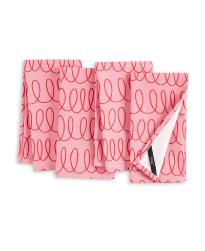 Kate Spade In The Loop Cloth Napkins 4 Pack Set, 20" X 20" In Pink Blush