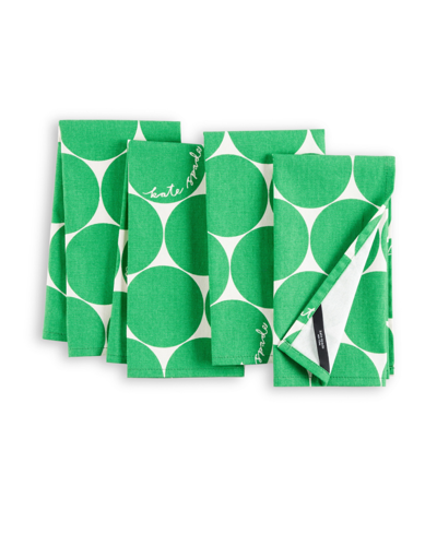 Kate Spade Joy Dot Cloth Napkins 4 Pack Set, 20" X 20" In Green,white