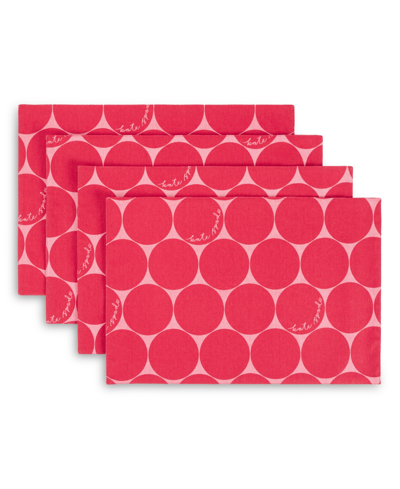 Kate Spade Joy Dot Reversible Placemats 4 Pack Set, 13" X 19" In Pink Blush