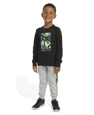 Adidas Originals Kids' Toddler Boys Cotton T-shirt And Heather Fleece Jogger Pants, 2 Piece Set In Black