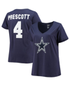 Fanatics Women's  Dak Prescott Navy Dallas Cowboys Player Icon Name And Number V-neck T-shirt In Navy