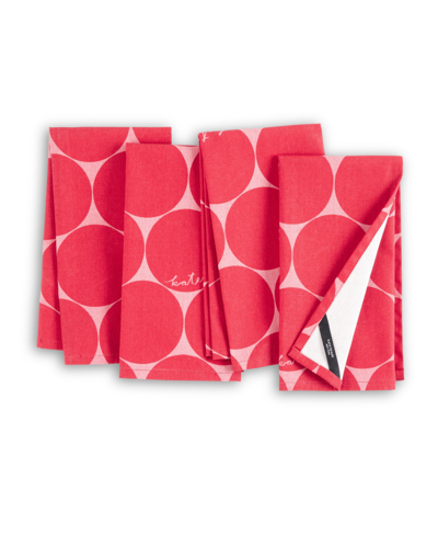 Kate Spade Joy Dot Cloth Napkins 4 Pack Set, 20" X 20" In Pink Blush