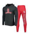 Concepts Sport Men's  Heather Red, Heather Charcoal St. Louis Cardinals Meter Pullover Hoodie And Jog In Heather Red,heather Charcoal