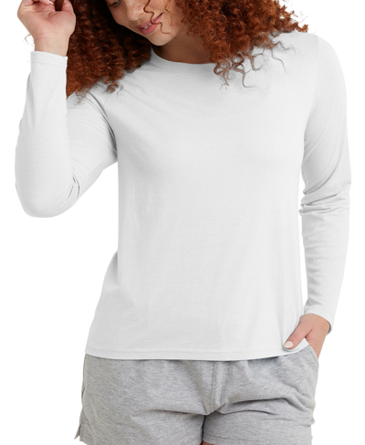 Hanes Women's Originals Triblend Long Sleeve Classic T-shirt In Eco White