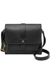 Fossil Kinley Small Leather Crossbody In Black,gold