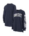 Pressbox Heathered Navy Penn State Nittany Lions Two-hit Canyon Long Sleeve T-shirt In Heathered Navy