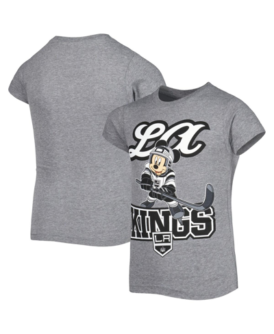 Outerstuff Kids' Youth Girls Heather Gray Los Angeles Kings Mickey Mouse Go Team Go T-shirt