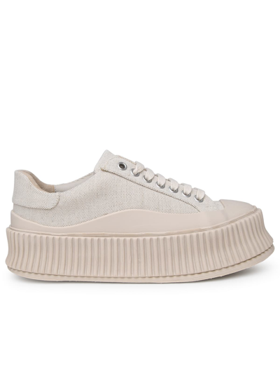 Jil Sander Ivory Canvas Trainers In Cream