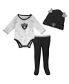 OUTERSTUFF NEWBORN AND INFANT BOYS AND GIRLS WHITE, BLACK LAS VEGAS RAIDERS DREAM TEAM ONESIE PANTS AND HAT SET