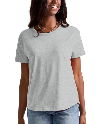 Hanes Women's Originals Cotton Short Sleeve Relaxed T-shirt In Light Steel