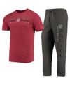 CONCEPTS SPORT MEN'S CONCEPTS SPORT HEATHERED CHARCOAL, MAROON TEXAS A&M AGGIES METER T-SHIRT AND PANTS SLEEP SET