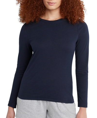 Hanes Women's Lightweight Long Sleeve T-shirt In Navy