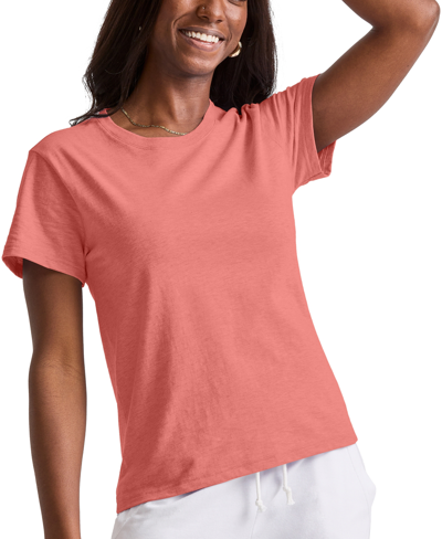 Hanes Women's Originals Triblend Short Sleeve Relaxed T-shirt In Concentrated Coral Heather