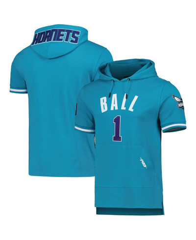 Pro Standard Men's  Lamelo Ball Teal Charlotte Hornets Name And Number Short Sleeve Pullover Hoodie