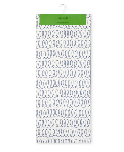 Kate Spade In The Loop Joy Dot Reversible Table Runner, 15" X 108" In Blue,white Multi