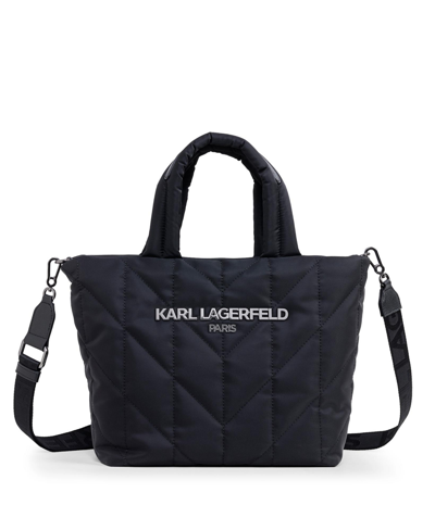 Karl Lagerfeld Voyage Quilted Extra Large Tote In Black,gunmetal