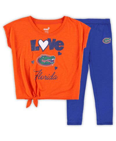 Outerstuff Babies' Preschool Girls Orange, Royal Florida Gators Forever Love T-shirt And Leggings Set In Orange,royal