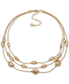 ANNE KLEIN GOLD-TONE PEBBLE LAYERED COLLAR NECKLACE, 16" + 3" EXTENDER