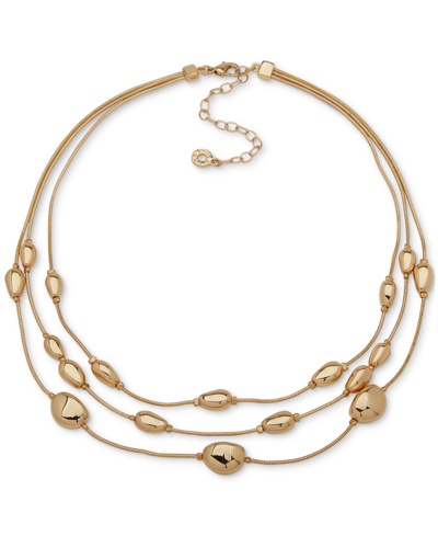 Anne Klein Gold-tone Pebble Layered Collar Necklace, 16" + 3" Extender