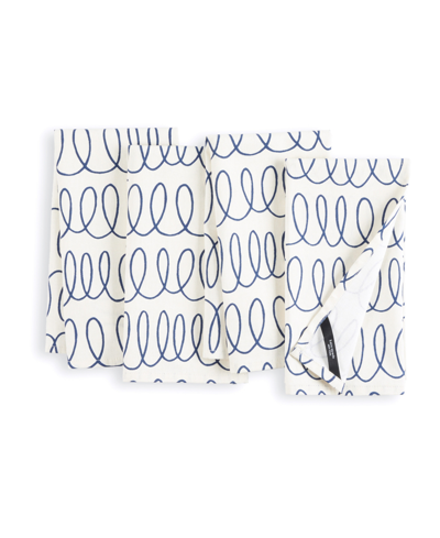 Kate Spade In The Loop Cloth Napkins 4 Pack Set, 20" X 20" In Blue,white Multi