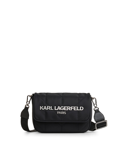 Karl Lagerfeld Voyage Nylon Messenger In Black,gunmetal