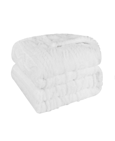 Superior Boho Knit Jacquard Fleece Plush Fluffy Blanket, King In White