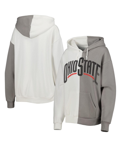 Gameday Couture Women's  Gray, White Ohio State Buckeyes Split Pullover Hoodie In Gray,white