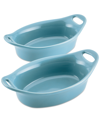 Rachael Ray Ceramics Oval Au Gratin Baking Dish, Set Of 2 In Agave Blue