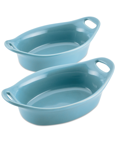 Rachael Ray Ceramics Oval Au Gratin Baking Dish, Set Of 2 In Agave Blue