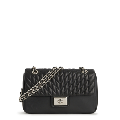 Karl Lagerfeld Agyness Leather Convertible Chain Shoulder Bag In Black,silver