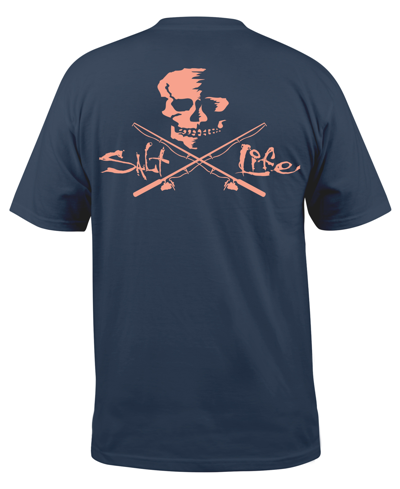Salt Life Men's  Skull And Poles Graphic Short-sleeve T-shirt In Washed Navy