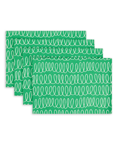 Kate Spade In The Loop Placemats Reversible 4 Pack Set, 13" X 19" In Green,white
