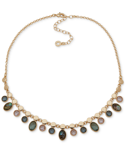 Anne Klein Gold-tone Mixed Stone Charm Statement Necklace, 16" + 3" Extender In Multi