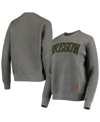 Pressbox Heathered Gray Oregon Ducks Moose Applique Quilted Pullover Sweatshirt In Heather Charcoal