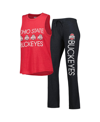CONCEPTS SPORT WOMEN'S CONCEPTS SPORT BLACK, SCARLET OHIO STATE BUCKEYES TEAM TANK TOP AND PANTS SLEEP SET