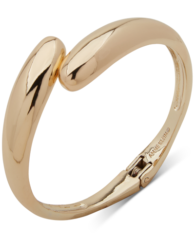Anne Klein Gold-tone Puffy Tapered Bypass Bangle Bracelet
