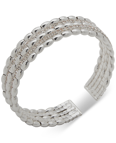 Anne Klein Boxed Silver-tone Crystal Watch Band Cuff Bracelet