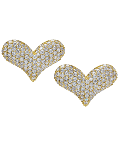 Macy's Cubic Zirconia Heart Stud Earring In Gold