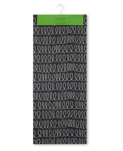 Kate Spade In The Loop Joy Dot Reversible Table Runner, 15" X 108" In Onyx Black Gray