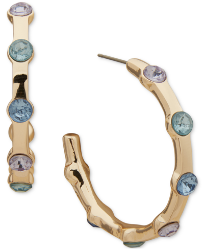 Anne Klein Gold-tone Medium Color Stone C-hoop Earrings, 1.2" In Multi